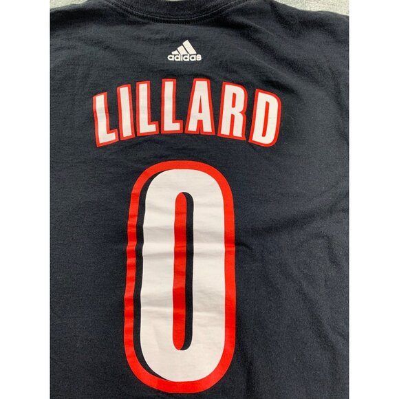 Portland Trail Blazers Damian Lillard #0 Men's Small Black T-Shirt Adidas NBA - Picture 7 of 9